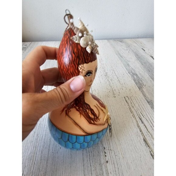 Vintage rowe small mermaid gourd starfish seahorse nautical shell unique ornamen - Picture 4 of 8